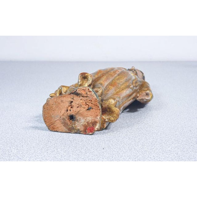 Italian Artist, Sculptures of Religious Saints. 1700, Wood and Gold For Sale - Image 13 of 18