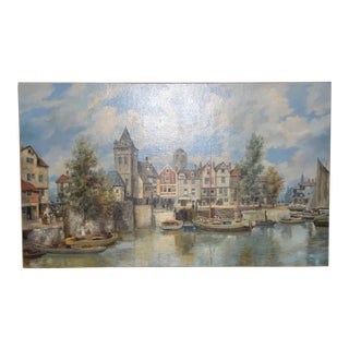 j.c. Frisch "Amsterdam" Original 19th Century Oil Painting For Sale