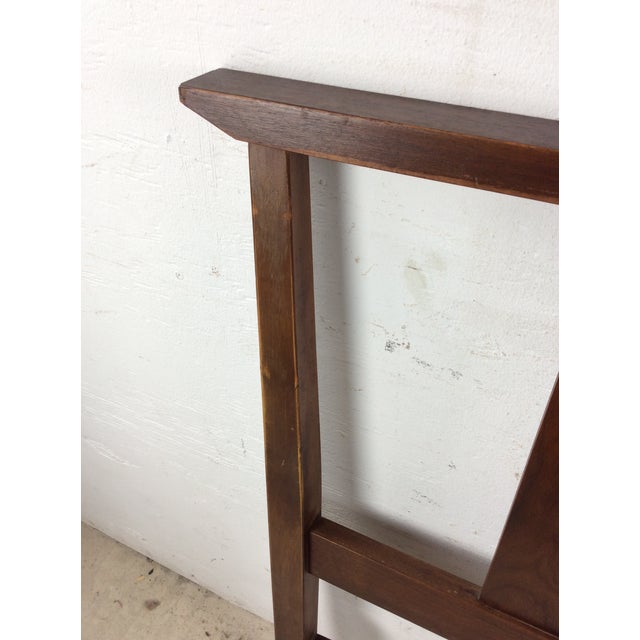 Wood Mid Century Modern Walnut Headboard With Turned Wood Frame For Sale - Image 7 of 18