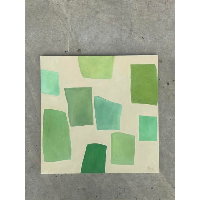 Mid 20th Century Vintage Boho Original Geometric Abstract Oil on Canvas For Sale - Image 5 of 6