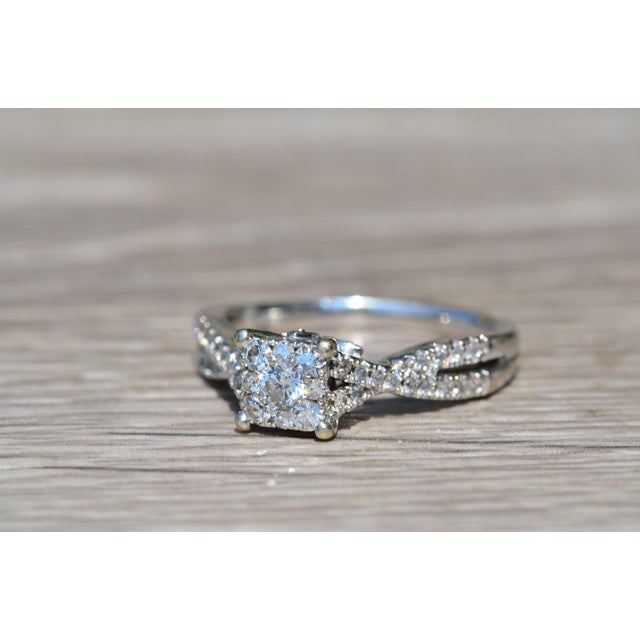 Contemporary The Weston: Mystery Set Engagement Ring with Split Crossed Shank For Sale - Image 3 of 10