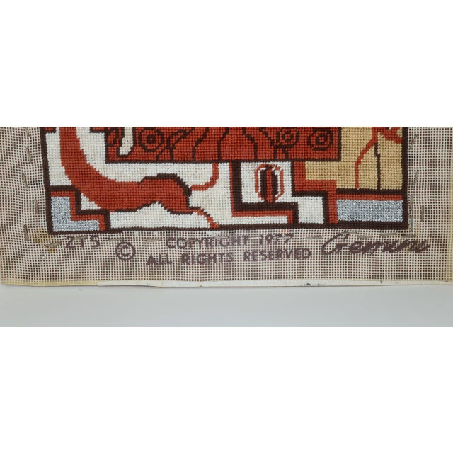 Art Nouveau Deco Style Lady Needlepoint Hanging With Metallic Threading For Sale - Image 9 of 11