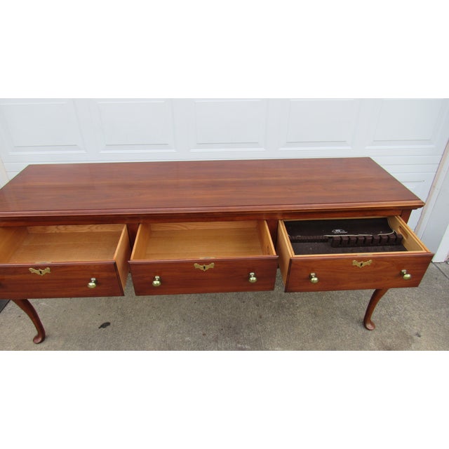 1980s Henkel Harris Cherry Designer Sideboard Buffet Three Drawer For Sale - Image 6 of 9