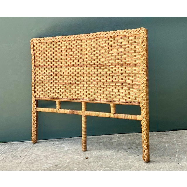 Vintage Braided Rattan Queen Headboard For Sale In West Palm - Image 6 of 13