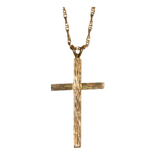 The Kirsti: 14 Karat Yellow Gold Cross Necklace For Sale
