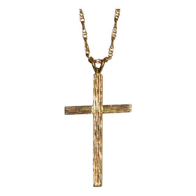The Kirsti: 14 Karat Yellow Gold Cross Necklace For Sale