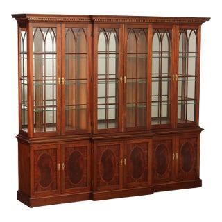 1950s Large American-Made Inlaid Mahogany China Cabinet – Six Door Display by Millender For Sale