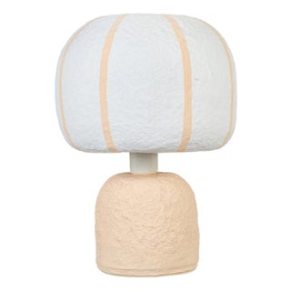Margate Peach Cotton Mache Table Lamp For Sale
