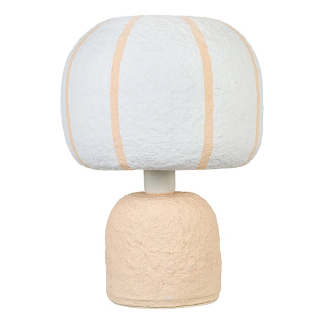 Margate Peach Cotton Mache Table Lamp For Sale