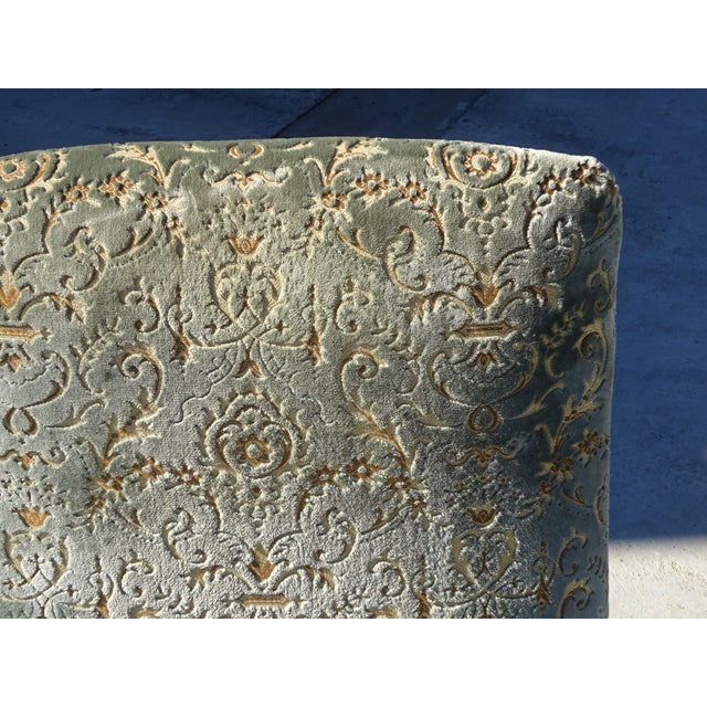 19th Century Napoleon III Blue-Grey and Gold Velvet Lounge Chair, 1890s For Sale - Image 5 of 18