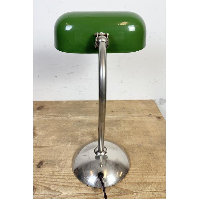 Vintage Green Enamel Banker's Table Lamp, 1950s For Sale - Image 14 of 18