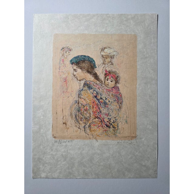 1970s Edna Hibel "Guatemalan Mother and Child" - II 90/112 Ed 475 - Signed Lithograph on Japan Paper - 12 X 16 - Child Portrait Unframed For Sale - Image 6 of 9
