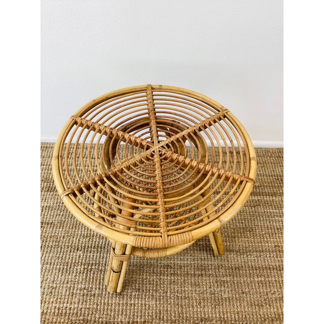 1960s Vintage 1960s Rattan Table Tito Angoli Italian Modern Style For Sale - Image 5 of 6