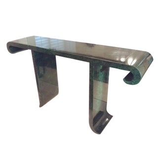Baker Faux Malachite Console Table For Sale