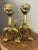 Metal Antique English Brass Lion Andirons For Sale - Image 7 of 8