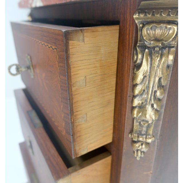 Rouge Marble Top 6 Drawers w/ Dovetails French Louis XV Lingerie Chest Dresser For Sale - Image 17 of 18