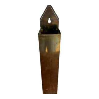 Vintage Brass Wall Mounted Match Holder For Sale