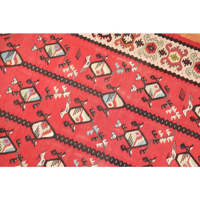 Mid 20th Century Vintage Zabihi Collection Square Turkish Kilim - 7' x 8' For Sale - Image 5 of 9