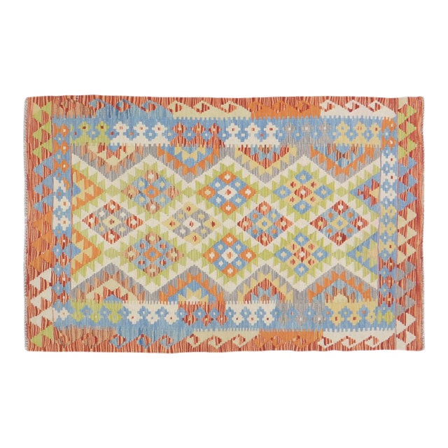 Afghan Maimana Flatweave Wool Hand Woven Kilim,3'4"X5'2" For Sale