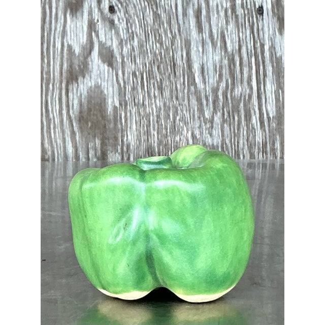 Vintage Boho Glazed Ceramic Bell Pepper For Sale - Image 4 of 9
