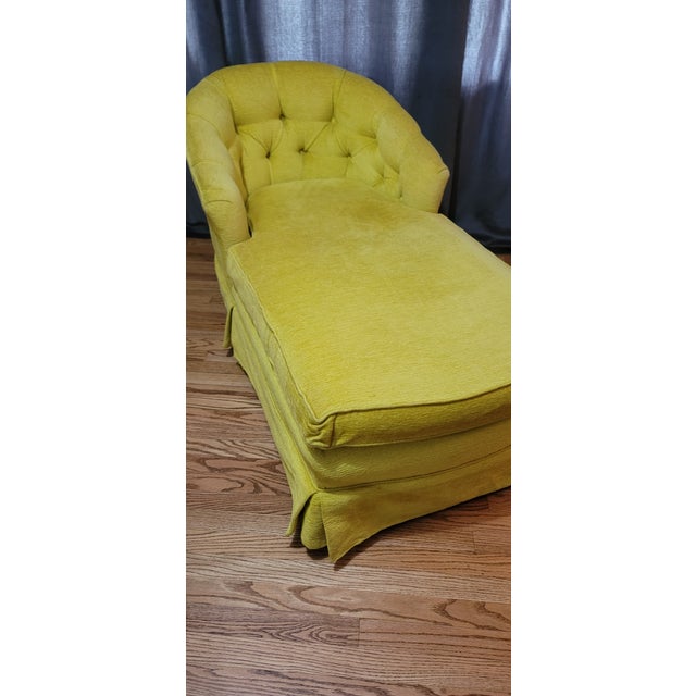 Yellow 1960s Vibrant Yellow Mid-Century Sofa Chaise Lounge Tufted Velvet For Sale - Image 8 of 11