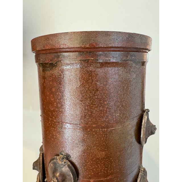Burgundy Vintage Metal Sculptural Vase For Sale - Image 8 of 11