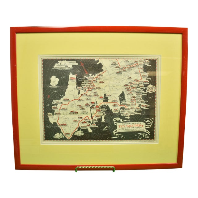 "Newport's Famous Ten Mile Drive" C1939 Map For Sale