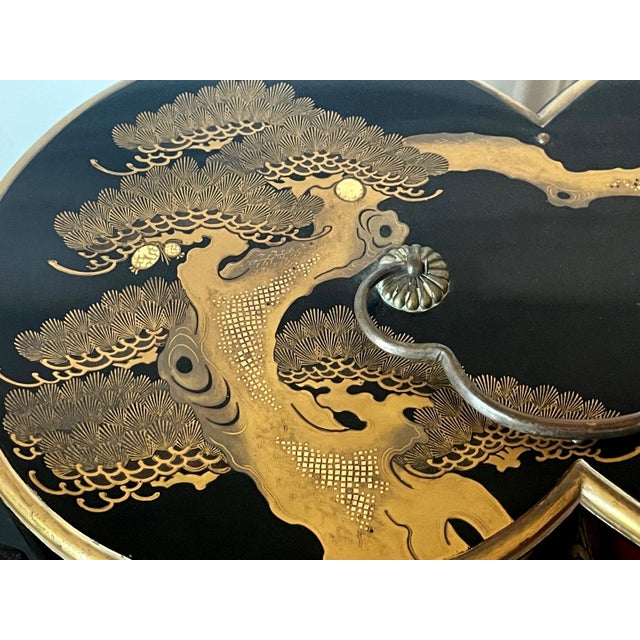 Japanese Maki-e Lacquer Portable Sagejubako Theme of Three Winter Friends For Sale - Image 18 of 18