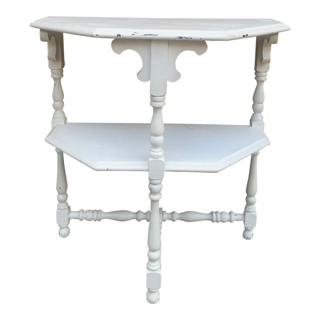 Late 19th Century American Victorian White Painted Walnut Side Table For Sale