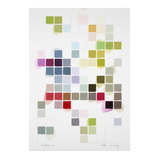 Contemporary Abstract Pencil and Acrylic on Fabriano-Pittura Paper "Sinnliche Komposition 41" by Kyong Lee For Sale