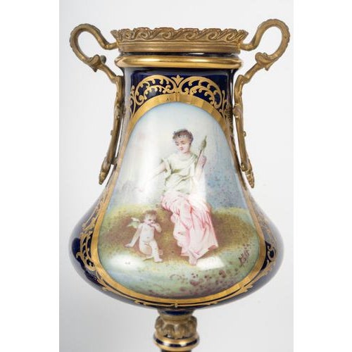 19th Century Porcelain and Gilded Bronze Vases from Sèvres, Set of 2 For Sale - Image 3 of 10
