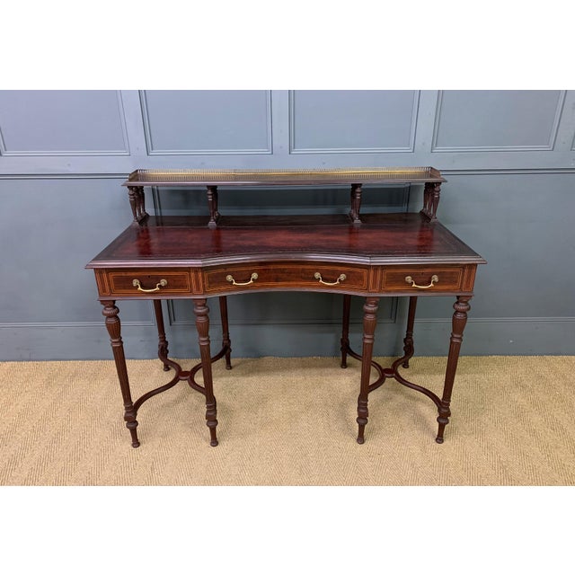 Inlaid Mahogany Writing Desk by Collinson and Lock, 1885 For Sale - Image 17 of 18