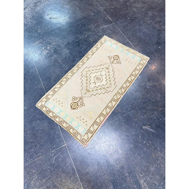Turkish Mini Rug Oriental Hand Knotted Vintage Rug 1'8" x 3'1" #17057 For Sale - Image 4 of 8