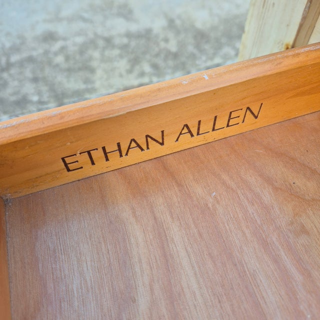 1990s Ethan Allen French Country Pine Ladder Back Rush Seat Dining Chairs, Set of 4 For Sale - Image 12 of 12