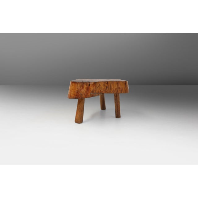 Mid-Century Modern Rustic Low Wooden Tripod Tree Trunk Side Table, 1890s For Sale - Image 3 of 10