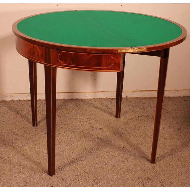 Console or Game Table in Inlaid Mahogany For Sale - Image 9 of 12