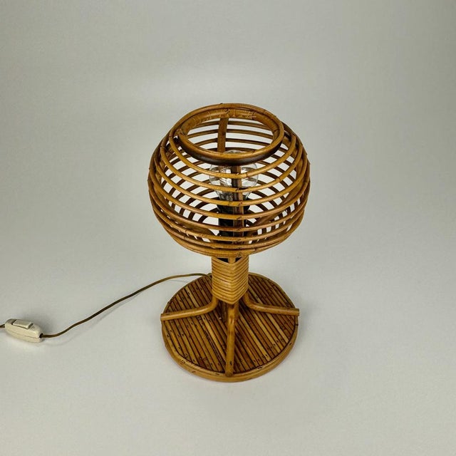 Mid-Century Bamboo Rattan Table Lamp, Italy, 1960s For Sale - Image 6 of 8
