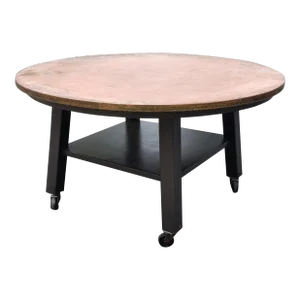Ethan Allen Two-Tier Copper Top Metal Rolling Outdoor or Indoor Coffee Table
