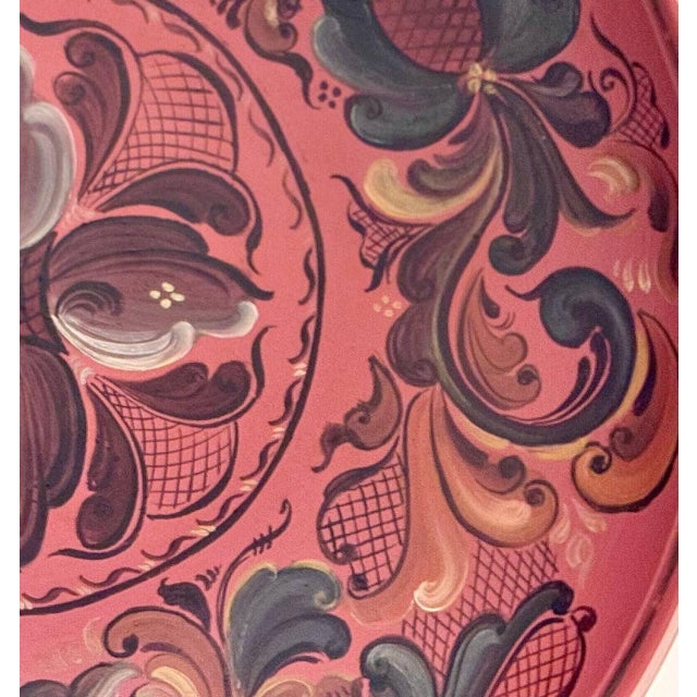 Late 20th Century Large Vintage Norwegian Rosemaling Hand-Painted Wooden Bowl, 15" For Sale - Image 5 of 10
