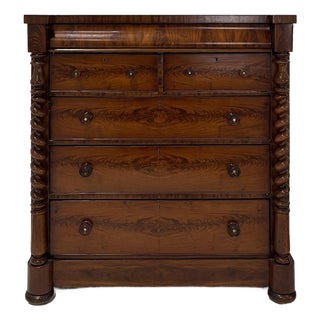 Mid 19th Century Mahogany Chest of Drawers With Barley Twist Columns For Sale