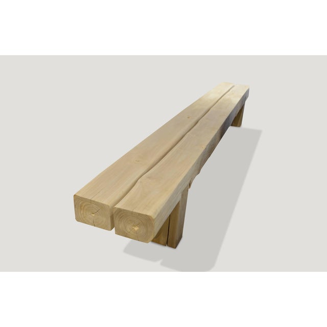 Andrianna Shamaris St. Barts Long Teak Wood Log Bench For Sale - Image 11 of 18