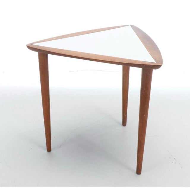 Arthur Umanoff Arthur Umanoff Mid Century Modern Triangular Walnut Side Table, 20th Century For Sale - Image 4 of 9