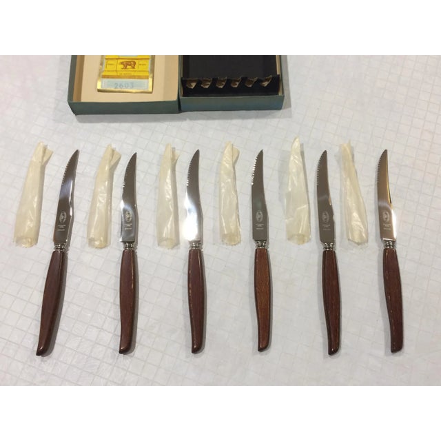 Mid Century Atkinson Brothers Celebrated Cutlery Milton Works Steak Knives Made in Sheffield, England - Set of 6 For Sale In Boston - Image 6 of 13