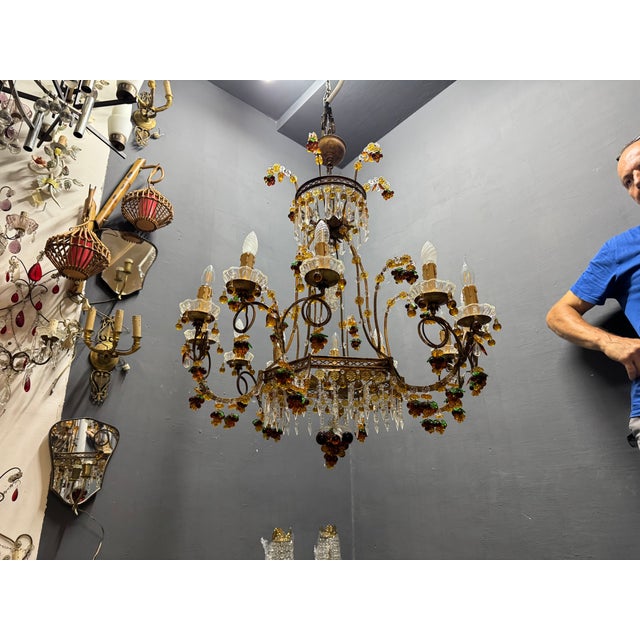 Large Italian Murano Glass Fruit and Floral Chandelier, 1950s For Sale - Image 18 of 18
