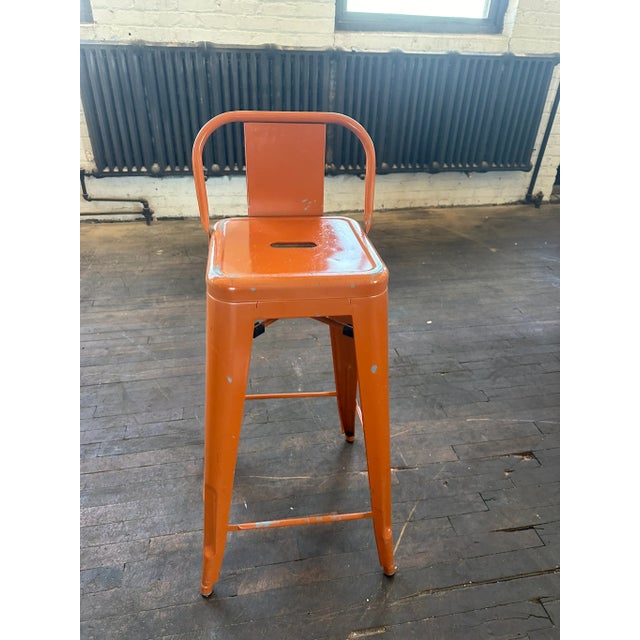 Vintage Tolix Style Lowback Bar Stool Iconic Orange | Chairish