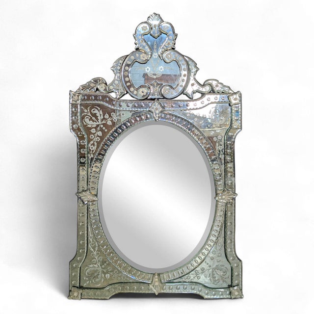 Vintage Venetian Silver Mirror For Sale