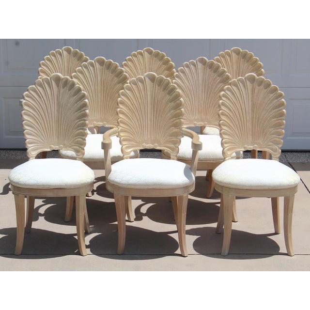 1980s Vintage Italian Hollywood Regency Grotto Shell-Back Dining Chairs - Set of 8 For Sale In Naples, FL - Image 6 of 18