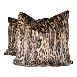 Brochier "Albali Velvet" in Perla 22" Pillows-a Pair For Sale