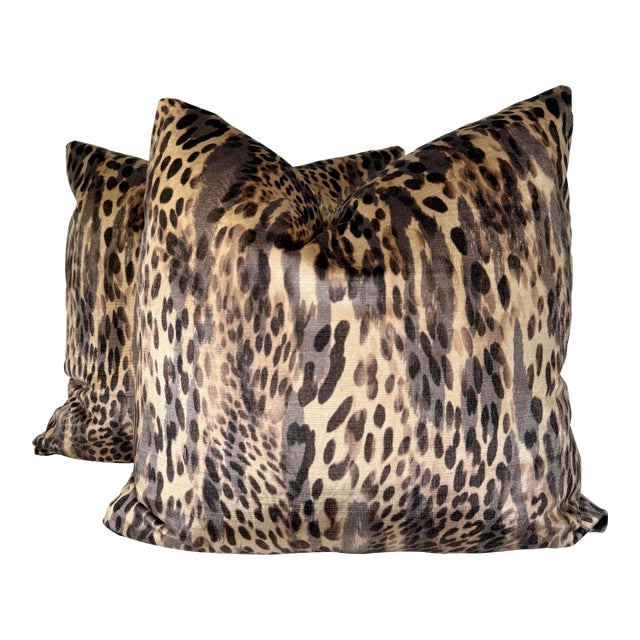 Brochier "Albali Velvet" in Perla 22" Pillows-a Pair For Sale