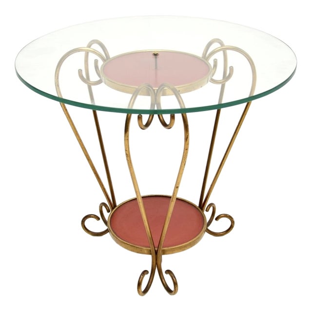 Vintage Italian Brass and Glass Coffee Table, 1950s For Sale